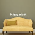 thumbnail image 1 of Vinyl Wall Art Decal - Be Happy and Smile - 5" x 30" - Motivational Positive Quotes Stencil Adhesive - Waterproof Indoor Outdoor Bedroom Living Room Workplace Use (5" x 30"; White Text), 1 of 5