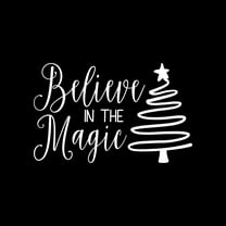 Vinyl Wall Art Decal - Believe In The Magic - 14" x 22" - Trendy Inspirational Christmas Holyday Season Cute Pine Tree Design Sticker For Kids Room Playroom Entry Way Door Living Room Office Decor