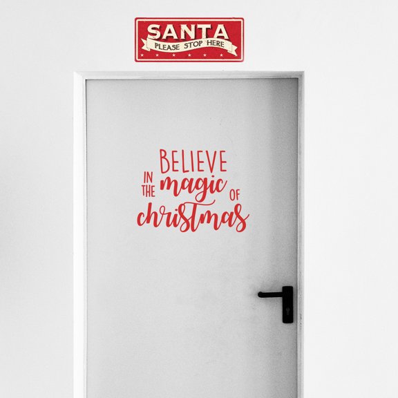 Vinyl Wall Art Decal - Believe In The Magic Of Christmas - 17" x 23" - Fun Trendy Christmas Winter Season Quote For Home Living Room Kitchen Bar Restaurant Alcohol Decoration Sticker