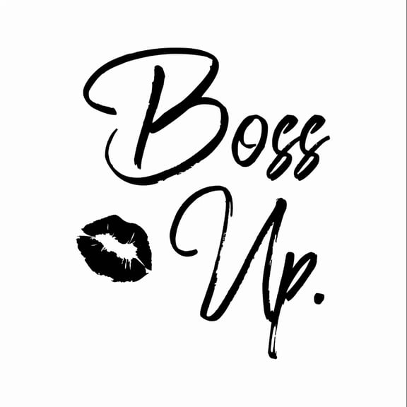 Vinyl Wall Art Decal - Boss Up - 21" x 17" - Trendy Motivational Women Quote Kiss Shape Sticker For Home Bedroom Closet Girls Room Apartment Work Office Decoration (Black)