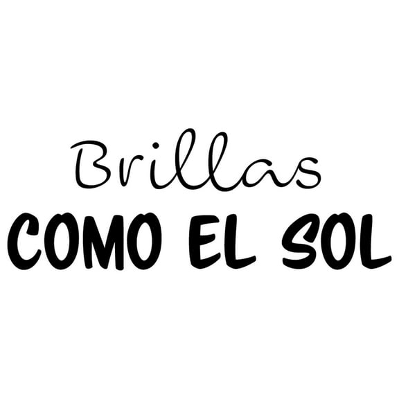 Vinyl Wall Art Decal - Brillas Como El Sol / You Shine Like The Sun - 9.5" x 25" - Trendy Lovely Spanish Quote Sticker For Kids Room Playroom Nursery Daycare Classroom School Decor (Black)