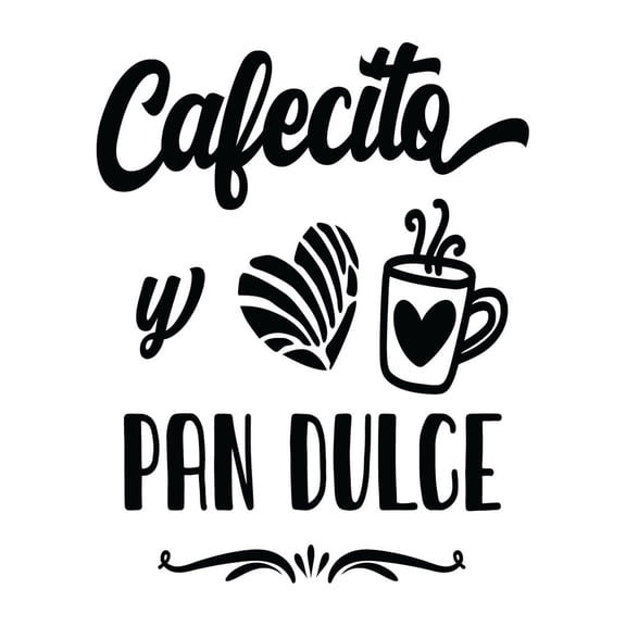 Vinyl Wall Art Decal - Cafecito Y Pan Dulce - 20" x 25" - Modern Cafe Spanish Quote Quote Sticker For Coffee Lovers Home Kitchen Dining Room Latina Office kitchenette Decor (Black)
