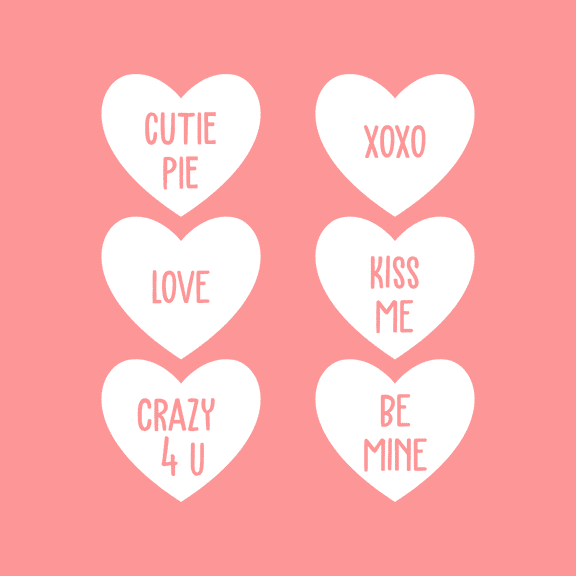 Vinyl Wall Art Decal - Candy Heart Set - 28" x 21" - Modern Cute Sticker Sweethearts Candies Design For Couples Home Friends Storefront Coffee Shop Valentine's Day Love Decor