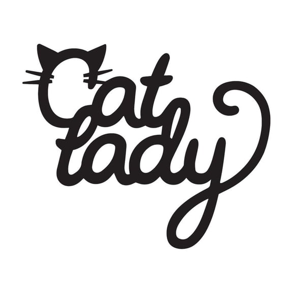 Vinyl Wall Art Decal - Cat Lady - 12.5" x 10.5" - Cute Kitty Whiskers Paw Home Apartment Bedroom Living Room Decor - Trendy Furry Pet Lovers Work Office Business Indoor Quote (12.5" x 10.5"; Black)