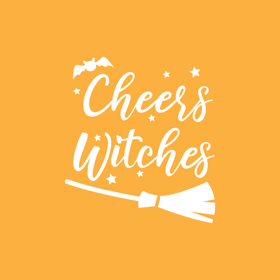 Vinyl Wall Art Decal - Cheers Witches - 24" x 21.5" - Trendy Cute Funny Halloween Season Quote Sticker For Living Room Entryway Office Kitchen Dining Room Spooky Decor