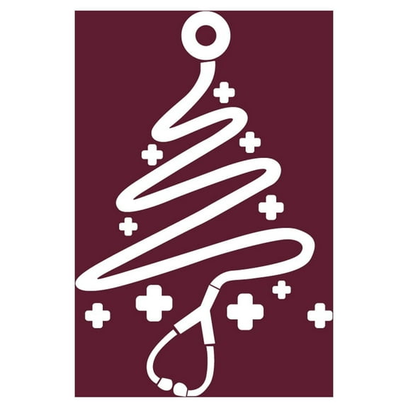 Vinyl Wall Art Decal - Christmas Nurse Stethoscope - 6" x 4" - Trendy Cute Little Design Holiday Season Sticker For Laptops Notebooks Mugs Thermos Car Windows Bumpers Door Storefront Decor