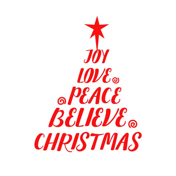 Vinyl Wall Art Decal - Christmas Tree Words - 29" x 23" - Holiday Seasonal Sticker Decoration - Indoor Home Apartment Office Wall Door Window Bedroom Workplace Decor Decals (29" x 23", Black)