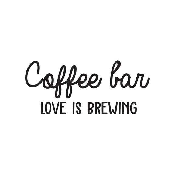 Vinyl Wall Art Decal - Coffee Bar Love Is Brewing - 10" x 23" - Trendy Quote For Coffee Lovers Home Kitchen Living Room Coffee Shop Office Cafe Decoration Sticker (Black)