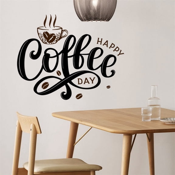 Vinyl Wall Art Decal Coffee Stickers 11.8" x 19.6" for Coffee Lovers Home Kitchen Living Room Coffee Shop Office Cafe Decoration Sticker (Black)