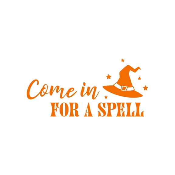Vinyl Wall Art Decal - Come In For A Spell - 14" x 30" -Trendy Fun Halloween Humorous Quote Hat Design Sticker For Living Room Windows Doors Entry Storefront Coffee Shop Spooky Decor