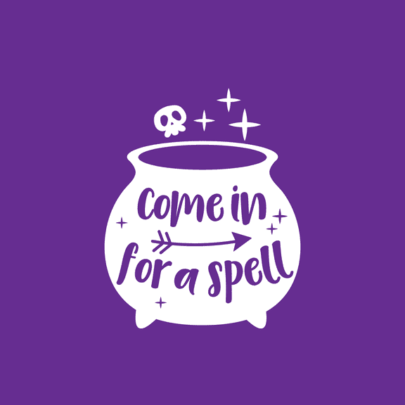 Vinyl Wall Art Decal - Come In For A Spell - 17" x 14" - Modern Funny Halloween Quote For Home Entryway Front Door Store Coffee Shop Restaurant Seasonal Decoration Sticker