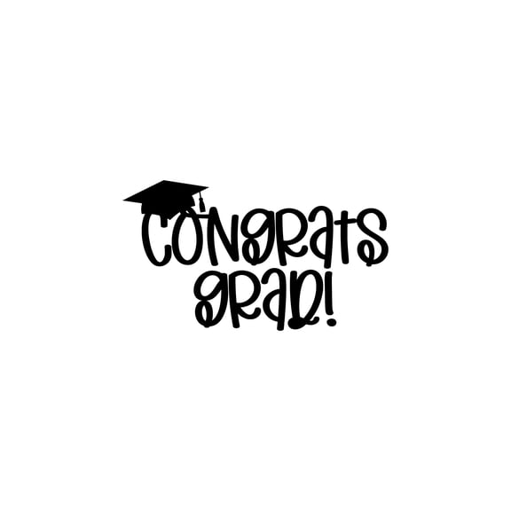 Vinyl Wall Art Decal - Congrats Grad - 17" x 30" - Modern Inspirational Educational Quote Sticker For Teacher Home School Prom Kids Room Work Office Classroom Decor