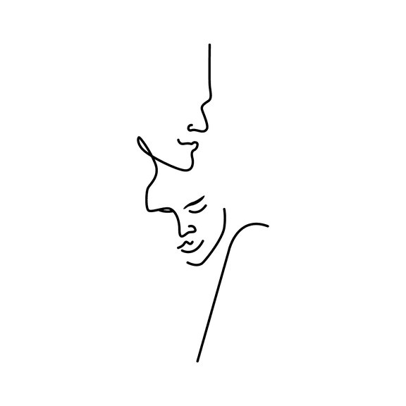 Vinyl Wall Art Decal - Couple Silhouette - 25" x 10" - Modern Man Woman Hug Shape Minimalist Sticker For Women Bedroom Home Office Closet Living Room Apartment Store Decor