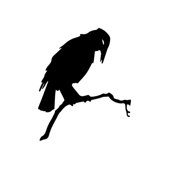 Vinyl Wall Art Decal - Crow In Branch - 27" x 22" - Halloween Party Seasonal Design Sticker For Home Living Room Entryway Work Office Coffee Shop Store Window Spooky Decor