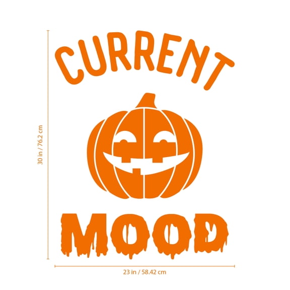 Vinyl Wall Art Decal - Current Mood Pumpkin - 30" x 23" - Halloween Seasonal Decoration Sticker - Kids Teens Adults Indoor Outdoor Wall Door Window Living Room Office Decor (30" x 23"; Orange)