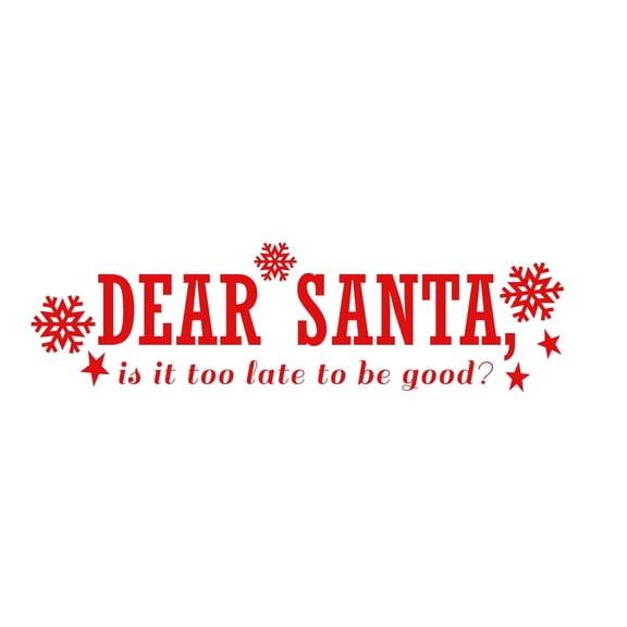 Vinyl Wall Art Decal - Dear Santa - 6" x 22.5" -Snowflakes Christmas Seasonal Holiday Decoration Sticker - Indoor Outdoor Home Office Wall Door Window Bedroom Workplace Decals (6" x 22.5", Red)