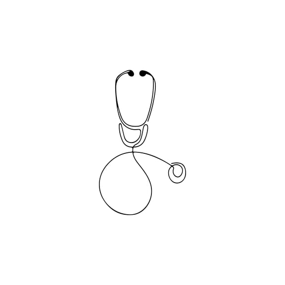 Vinyl Wall Art Decal - Design Of Stethoscope - 25" x 15" - Trendy Geometric Quote Sticker For Health Center Office Medical School Classroom Home Decor