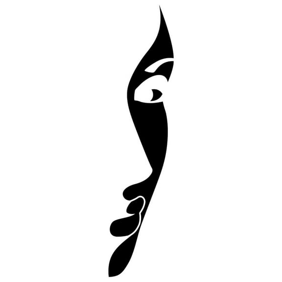 Vinyl Wall Art Decal - Face Silhouette - 32" x 8" - Chic Modern Feminine Body Shape Home Work Bedroom Living Room Apartment Office Store Indoor Women’s Teens Decoration (32" x 8"; Black)