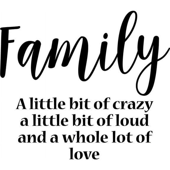 Vinyl Wall Art Decal - Family A Little Bit of Crazy A Little Bit of Loud and A Whole Lot of Love - 20" x 23" - Household Decoration Living Room Indoor Outdoor Sticker Wall Decals for Home Decor