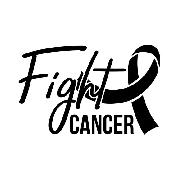 Vinyl Wall Art Decal - Fight Cancer - 17" x 26" - Black Ribbon Icon Breast Cancer Awareness Month Quote Sticker For Women Strength Hope Woman
