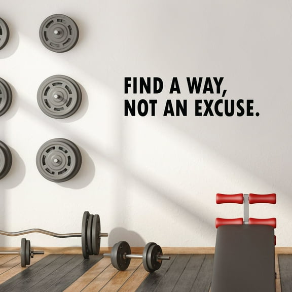 Vinyl Wall Art Decal - Find a Way Not an Excuse Motivational Quote - 11" x 38" - Gym Fitness Work Office Home Decor - Inspirational Words Sayings Removable Sticker Decals