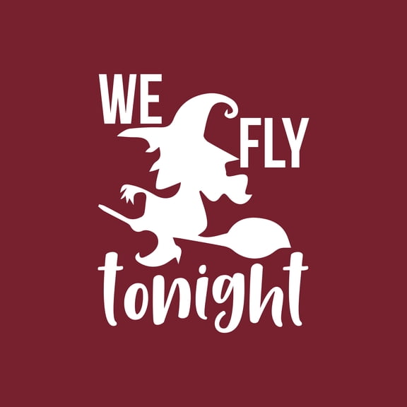 Vinyl Wall Art Decal - We Fly Tonight - 16" x 13" - Trendy Fun Halloween Humorous Witch & Broom Design Sticker for Living Room Windows Doors Entry Storefront Coffee Shop Spooky Decor