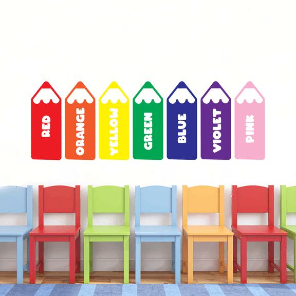 Vinyl Wall Art Decal - ''Fun Colors''- 22" x 9" 7 colors- Educational Cute Sticker For Bedroom Kids Room Home Classroom Kindergarten Playroom Preschool Decor