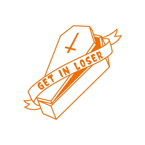 Vinyl Wall Art Decal - Get In Loser - 30" x 15" -Trendy Fun Halloween Joke Quote Coffin Design Sticker For Living Room Windows Doors Storefront Coffee Shop School Office Spooky Decor