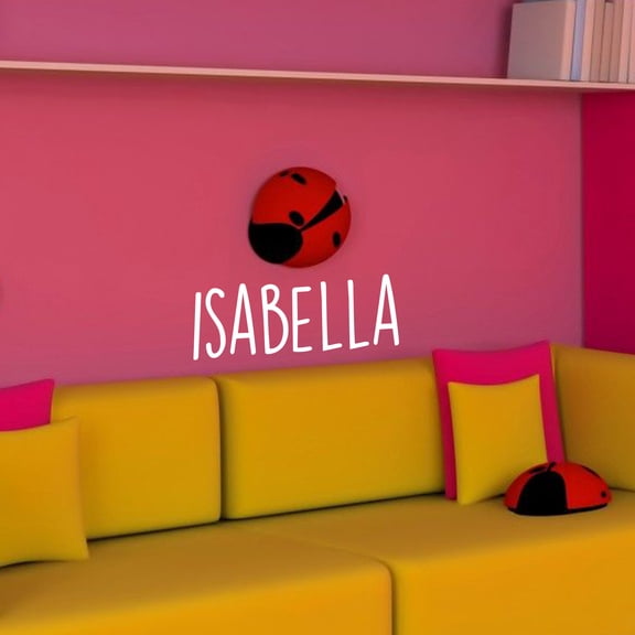 Vinyl Wall Art Decal Girls Custom Name - ’Isabella’ Custom Text Name - 12" x 34" - Girls Bedroom Vinyl Wall Decals - Cute Wall Art Decals for Baby Girl Nursery Room Decor (12" x 34"; White Text)