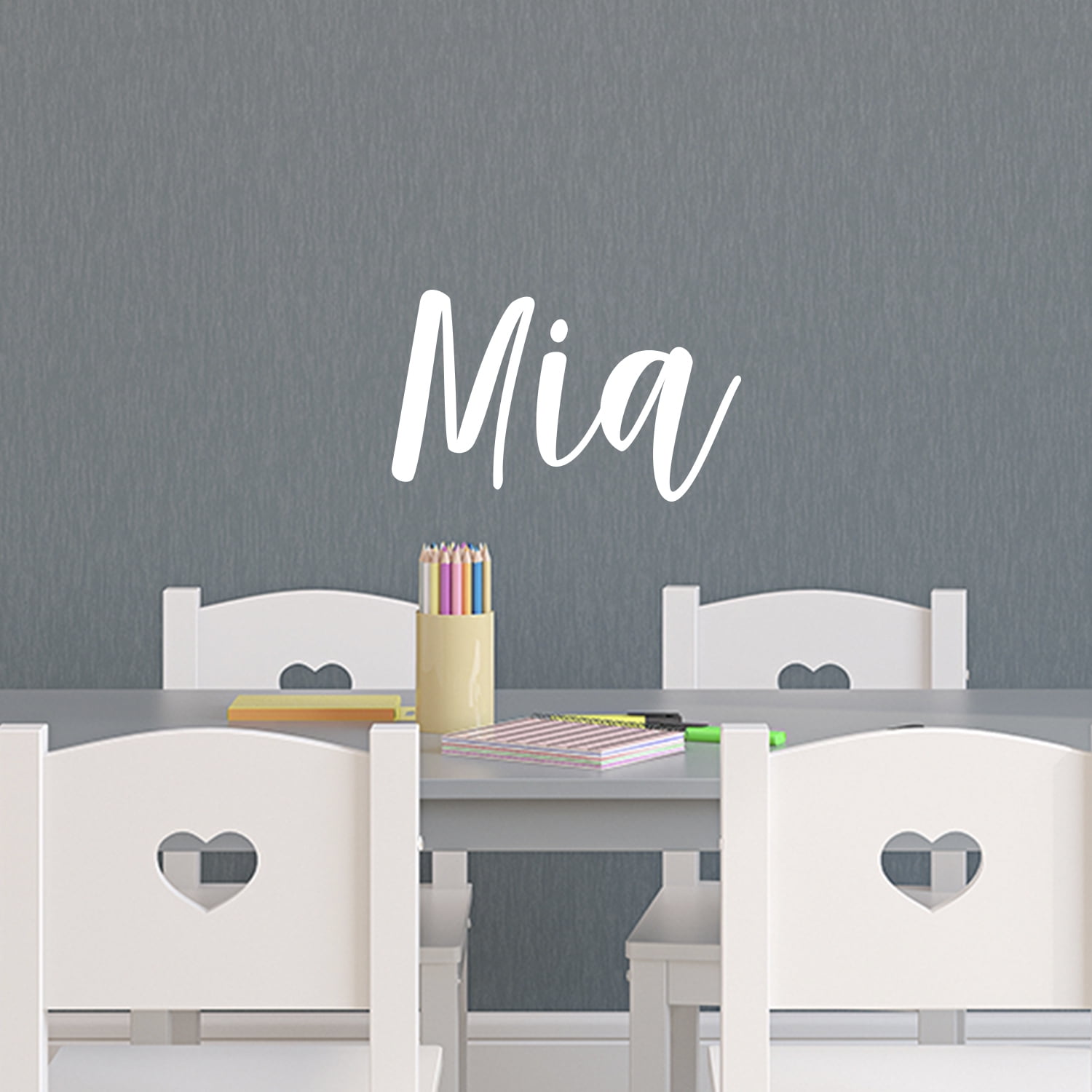 Vinyl Wall Art Decal Girls Custom Name ’MIA’ Custom Text Name 12" x 19" Girls Bedroom