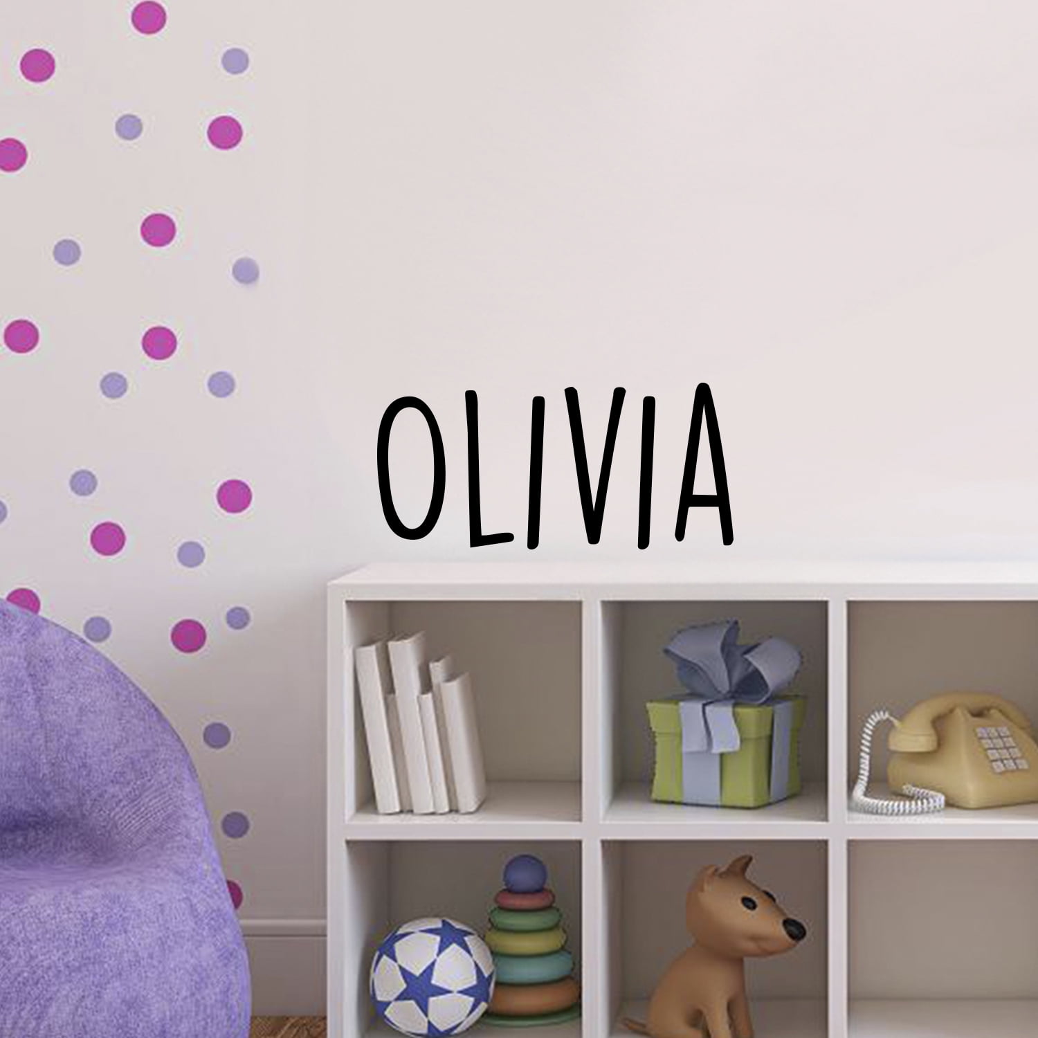 Vinyl Wall Art Decal Girls Custom Name ’Olivia’ Custom Text Name 12" x 26" Girls Bedroom