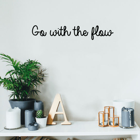 Vinyl Wall Art Decal - Go With The Flow - 4.5" x 25" - Modern Inspirational Positive Quote For Home Bedroom Living Room Office Workplace Coffee Shop Decoration Sticker