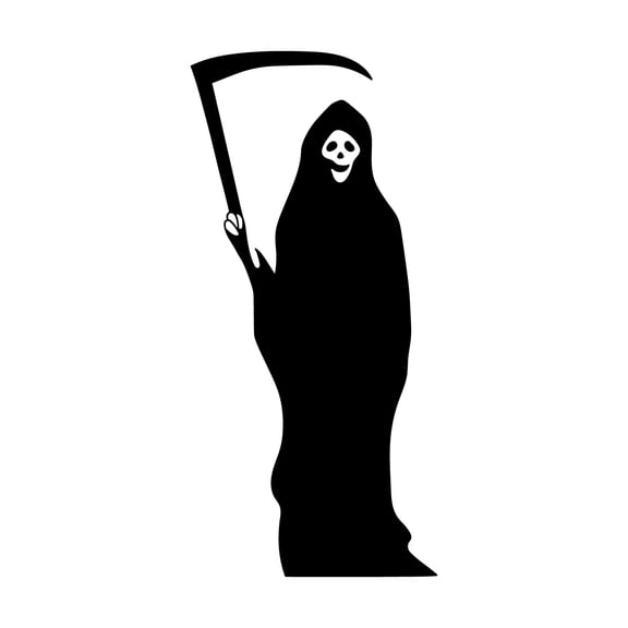 Vinyl Wall Art Decal - Grim Reaper - 40" x 19" - Fun Scary Halloween Seasonal Decoration Sticker - Day of The Dead Indoor Outdoor Wall Door Window Living Room Office Decor