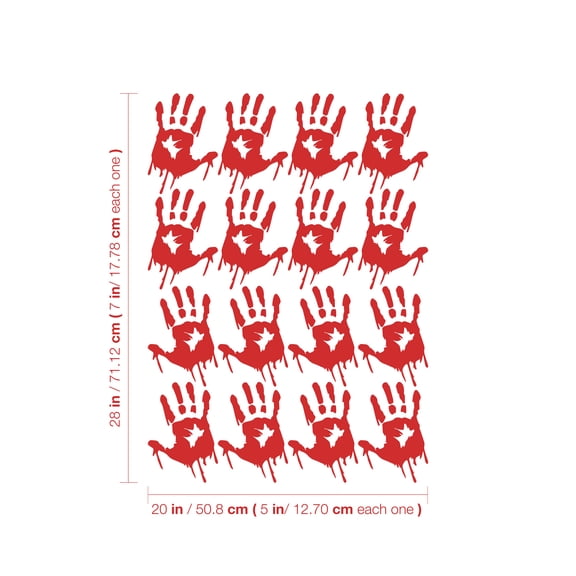 Vinyl Wall Art Decal - Hand Prints Pattern - 7" x 5" Each - Halloween Party Seasonal Adhesive Stickers For Home Living Room Entryway Work Office Store Window Horror Spooky Decor