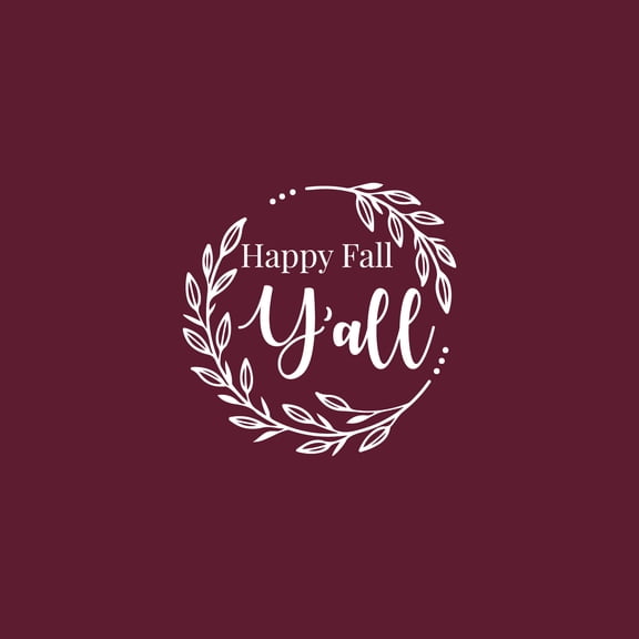 Vinyl Wall Art Decal - Happy Fall Y'all - 17" x 17" - Grateful Inspirational Thanksgiving Season Quote Sticker For Home Entry Door Dining Room Storefront Decor