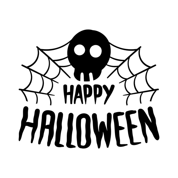 Vinyl Wall Art Decal - Happy Halloween Skull - 22" x 26" - Trendy Funny Scary Halloween Quote Sticker For Teens Bedroom Living Room Office School Classroom Store Door Window Coffee Shop Spooky Decor