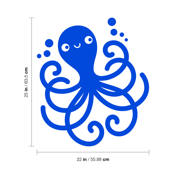 Vinyl Wall Art Decal - Happy Octopus - 25" x 22" - Cute Sea Cephalopod Animal Design For Kids Home Apartment Nursery Playroom Bedroom Window Classroom Sticker Decoration