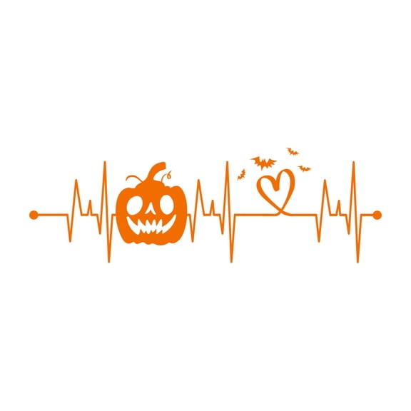 Vinyl Wall Art Decal - Heart Bit Halloween - 33.5" x 11" - Scary Pumpkin Face Seasonal Quote Sticker For Entryway Storefront Office Living Room Horror Spooky Decor