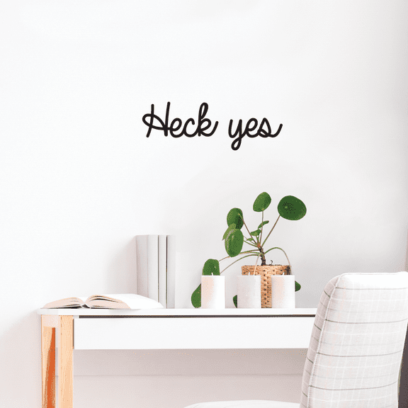 Vinyl Wall Art Decal - Heck Yes - 7" x 20" - Modern Funny Motivational Happy Quote For Home Teens Bedroom Living Room Office Workplace School Decoration Sticker