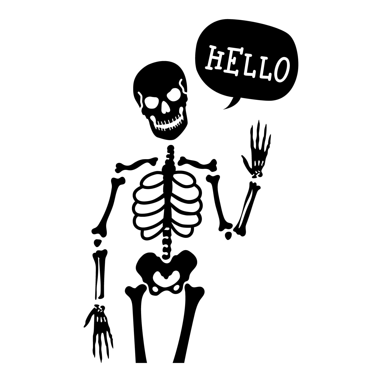 Skeleton Hello. Sign Vinyl Wall Art Decal - Hello Skeleton - 35