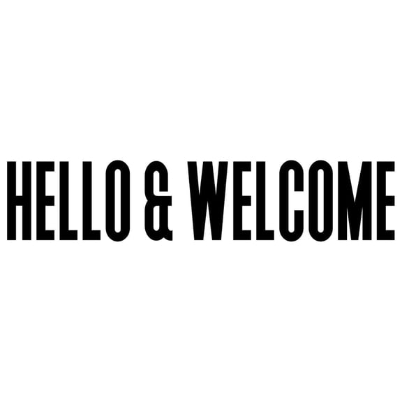Vinyl Wall Art Decal - Hello & Welcome - 5" x 25" - Modern Minimal Quote Sticker For Family Home Store Shopfront Entryway Door Office Window Living Room Decor (Black)