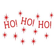 Vinyl Wall Art Decal - Ho Ho Ho and Stars - 22 x 22 - Christmas Seasonal Decoration Sticker - Indoor Outdoor Window Home Living Room Bedroom Apartment Office Door Decor 22 x 22, Black