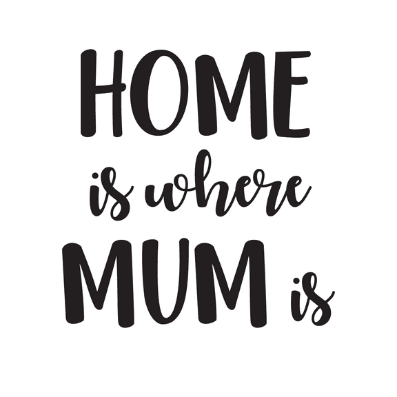 Vinyl Wall Art Decal - Home Is Where Mum Is - 22" x 22" - Cute Trendy Inspirational Positive Girly Quote Sticker For Woman Girls Bedroom Closet Playroom Living Room Office Feminine Decor