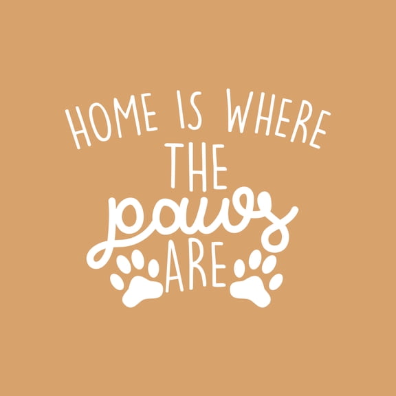 Vinyl Wall Art Decal - Home is Where The Paws are - 22" x 27" - Cute Trendy Animal Pet Lovers Cursive Decor Home Apartment Bedroom Living Room Indoor Outdoor Decoration Quotes (22" x 27"; White)
