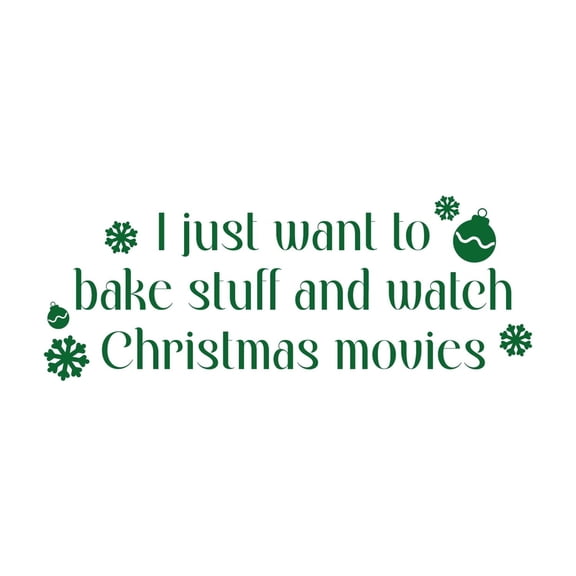 Vinyl Wall Art Decal - I Just Want To Bake - 9.5" x 25" - Lovely Funny Christmas Season Quote Sticker For Home Living Room Kitchen Dining Room Coffee Shop Windows Storefront Holiday Decor