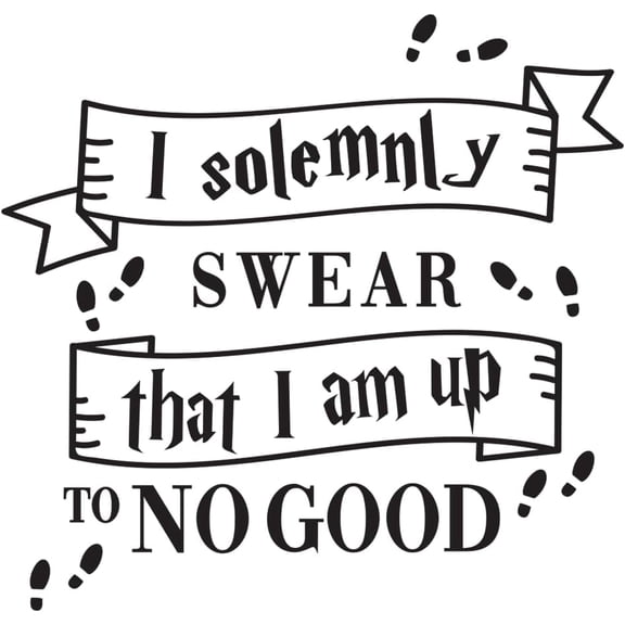 Vinyl Wall Art Decal - I Solemnly Swear That I Am Up to No Good - 26" x 24.5" - Harry Potter Inspired Modern Quote for Home Apartment Bedroom Nursery Playroom Daycare Decor
