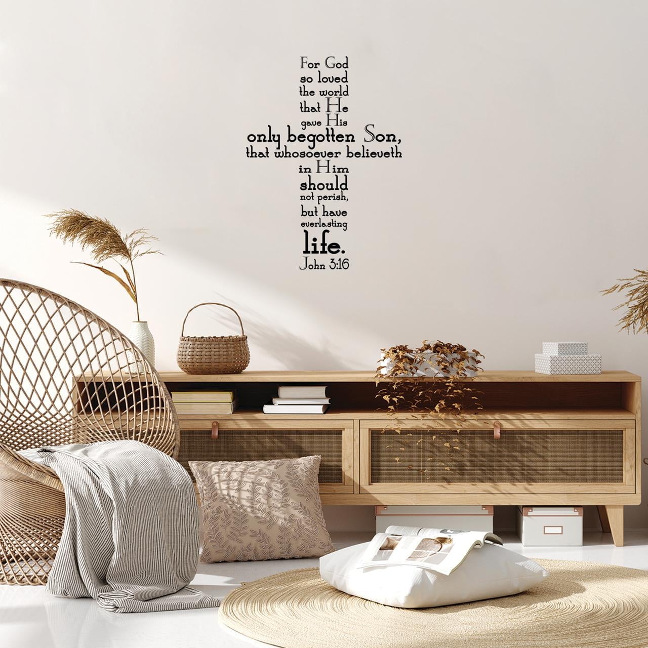 Vinyl Wall Art Decal - John 3:16 Cross - 22" X 30" - Religious ...