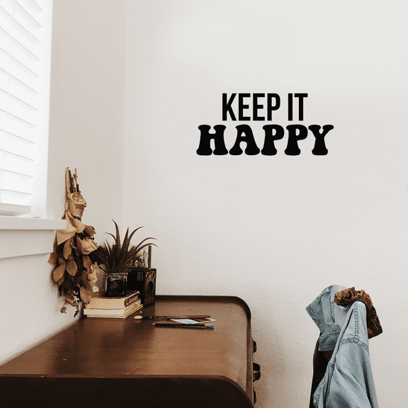 Vinyl Wall Art Decal - Keep It Happy - 10" x 22" - Modern Inspirational Positive Quote For Home Bedroom Kids Room Playground Office Workplace Decoration Sticker