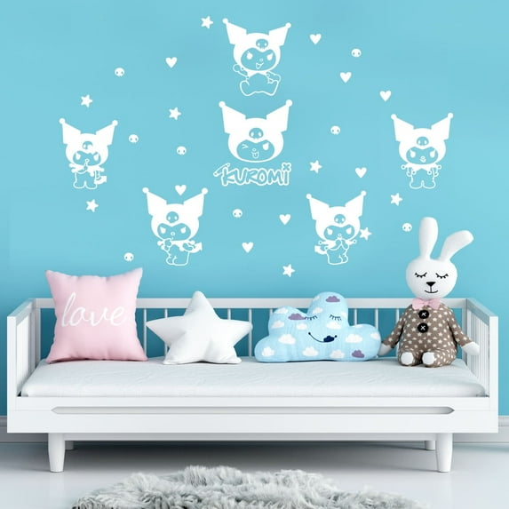 Vinyl Wall Art Decal - Kuromi - 7" x 9" Each - Trendy Cool Fun Anime Inspiring Design Sticker for Home Kids Room Playground Gaming Room Playroom Comics Storefront Decor (White)