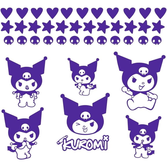 Vinyl Wall Art Decal - Kuromi - 7" x 9" Each - Trendy Cool Fun Anime Inspiring Design Sticker for Home Kids Room Playground Gaming Room Playroom Comics Storefront Decor